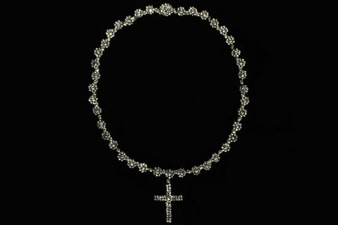 Victorian Cut Steel Necklace with Cross Pendant	