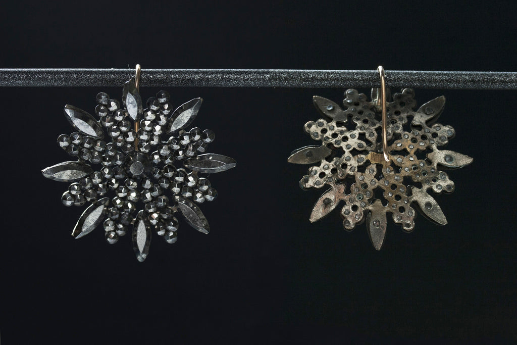 Victorian Snowflake Cut Steel Earrings