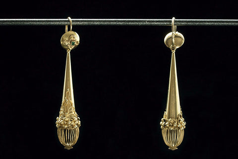 Georgian Gold and Emerald Day Night Earrings