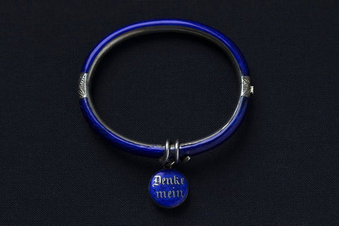 Victorian Blue Enamel 'Think of Me' Locket Bangle