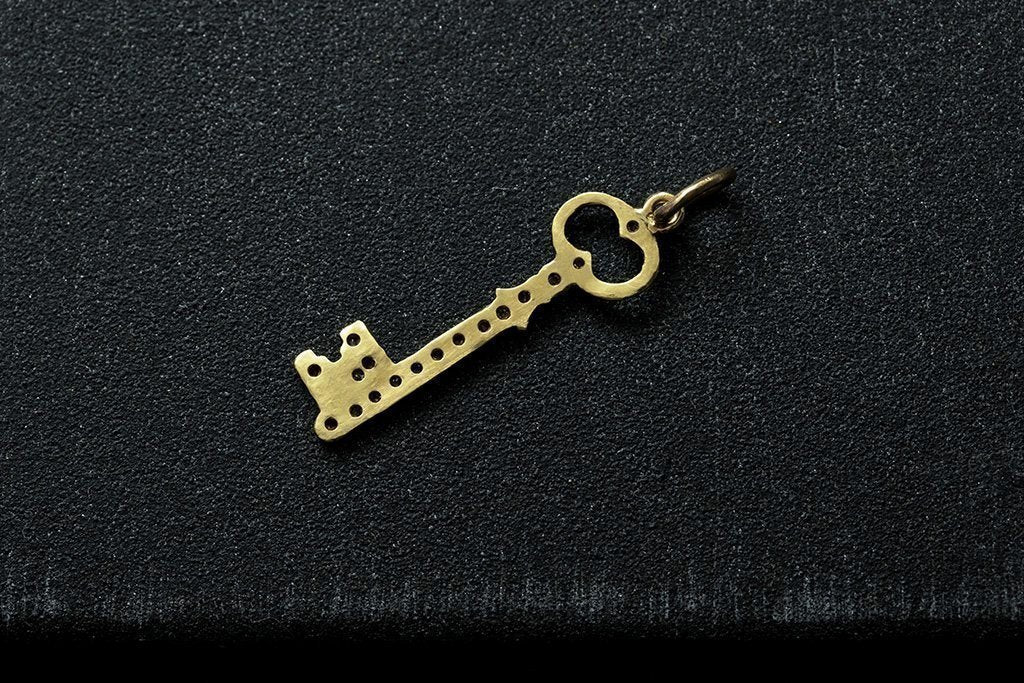 Art Deco Diamond Key Charm Pendant