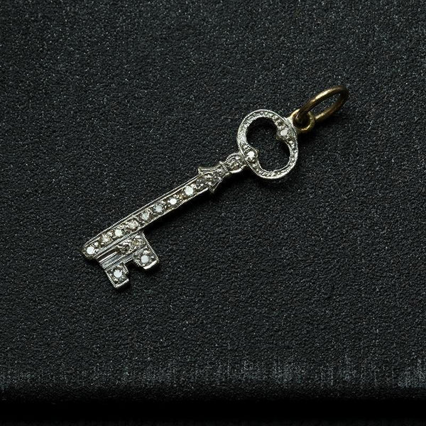 Art Deco Diamond Key Charm Pendant