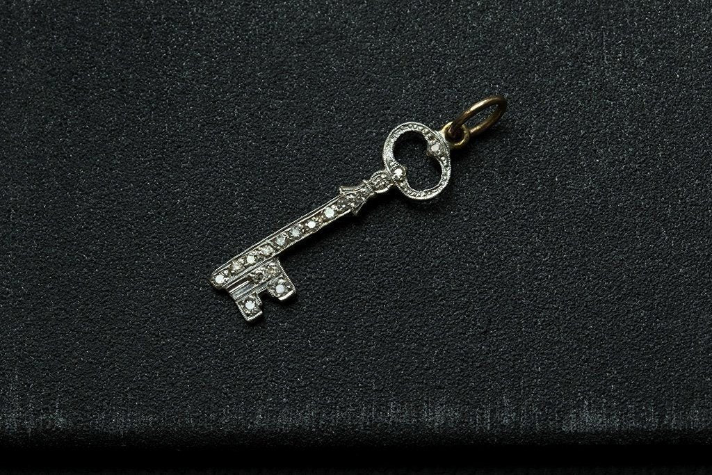 Art Deco Diamond Key Charm Pendant