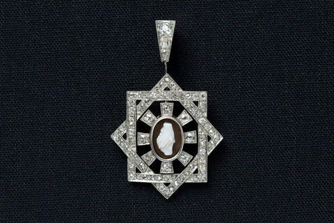 Antique Diamond Fede Cameo Pendant