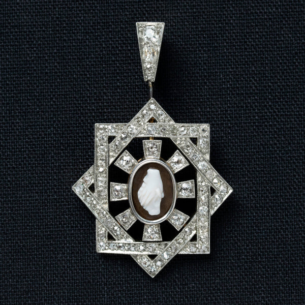 Antique Diamond Fede Cameo Pendant