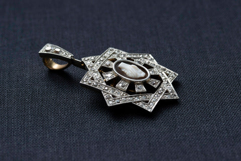 Antique Diamond Fede Cameo Pendant