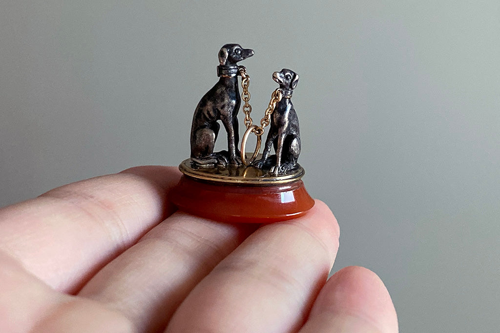 C.1830 Two Dogs Fob Pendant