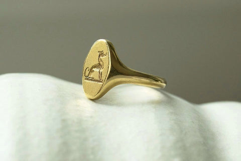 Early 20th Century 18k Dog Signet Ring