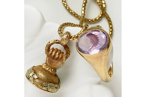 Amethyst 'Fish' Intaglio Ring