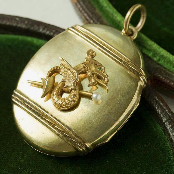 Victorian Dragon Gold Locket