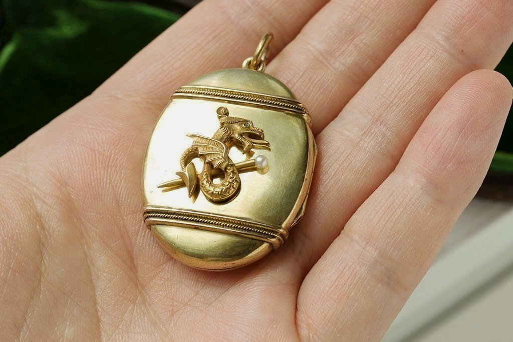Victorian Dragon Gold Locket
