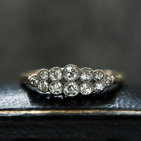 Edwardian Diamond Double Row Cluster Ring