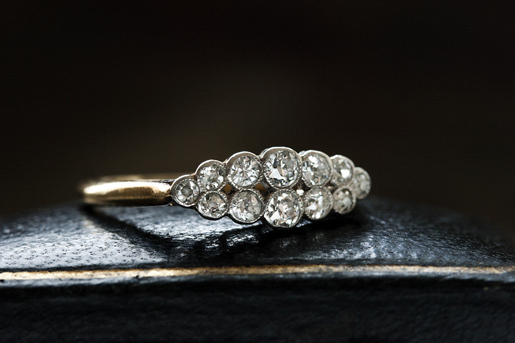 Edwardian Diamond Double Row Cluster Ring