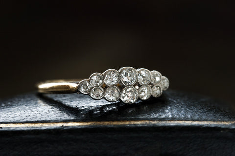 Edwardian Diamond Double Row Cluster Ring