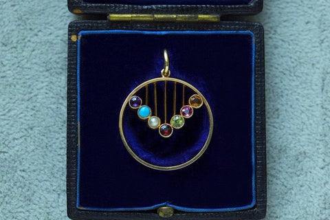 Edwardian Multi Stone Pendant with Antique Box