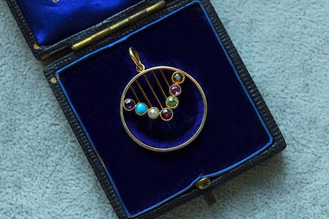 Edwardian Multi Stone Pendant with Antique Box