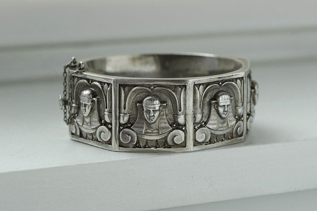 LAELIUS Antiques Egyptian Revival Sterling Silver Bangle