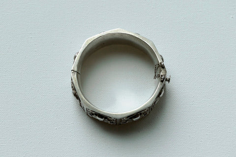 Egyptian Revival Sterling Silver Bangle
