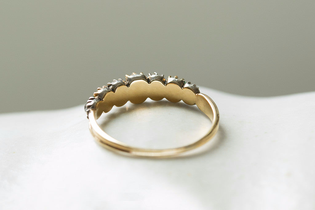 Georgian Diamond and Emerald Half Hoop Ring