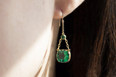 Georgian Green Emerald Paste Earrings