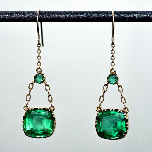 Georgian Green Emerald Paste Earrings