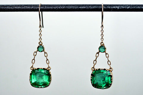 Georgian Green Emerald Paste Earrings