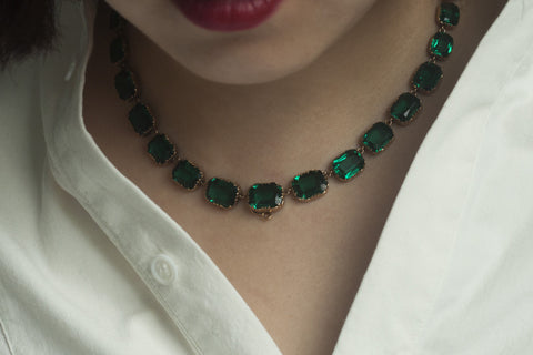 Georgian Emerald Paste Rivière Necklace
