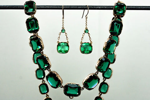 Georgian Green Emerald Paste Earrings