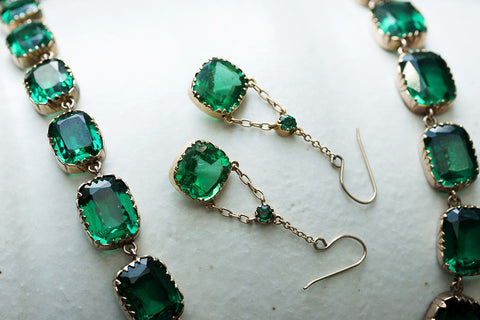 Georgian Green Emerald Paste Earrings