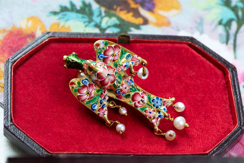 19th Century Enamel Gold Bird Pendant