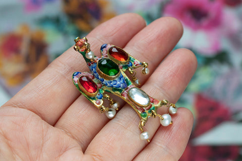 19th Century Enamel Gold Bird Pendant