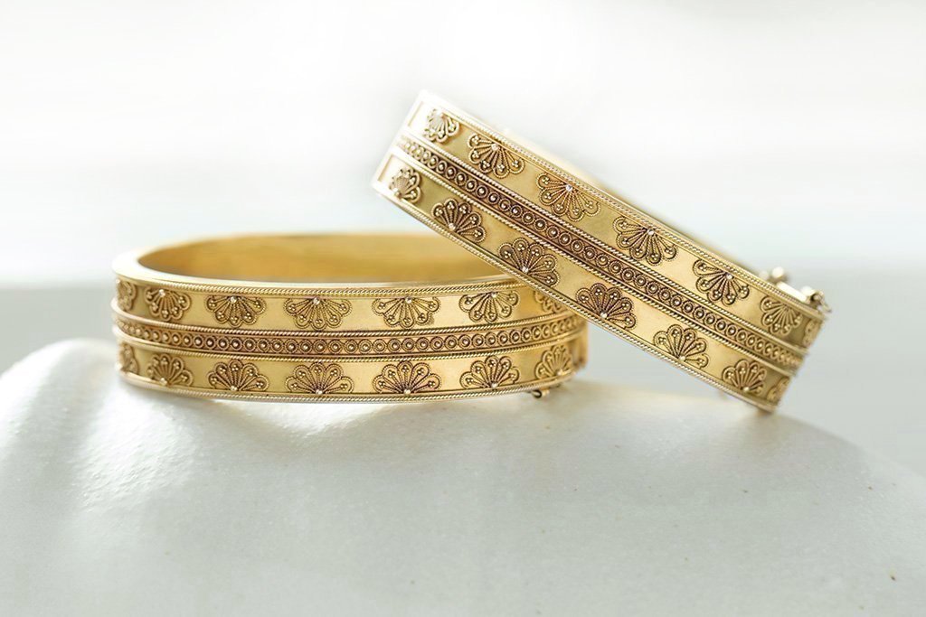 Pair of Victorian Etruscan Revival Bangles