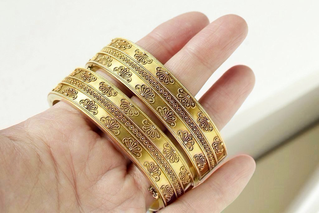 Victorian Matched Set of Etruscan Revival Bangles