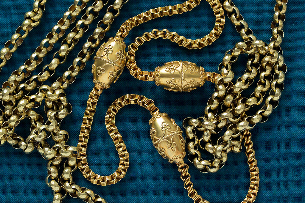 Victorian Etruscan Revival Gold Chain Necklace