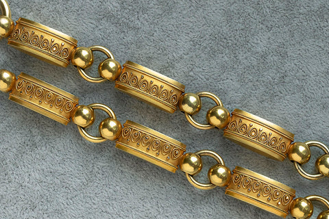 Victorian Etruscan Revival Gold Collar Necklace
