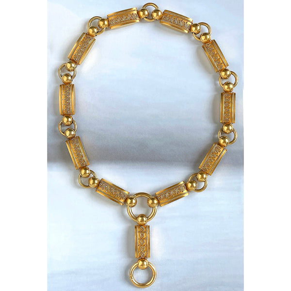 Victorian Etruscan Revival Gold Collar Necklace