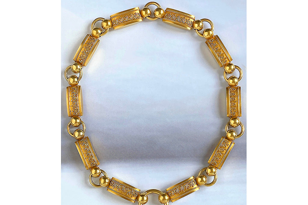 Victorian Etruscan Revival Gold Collar Necklace