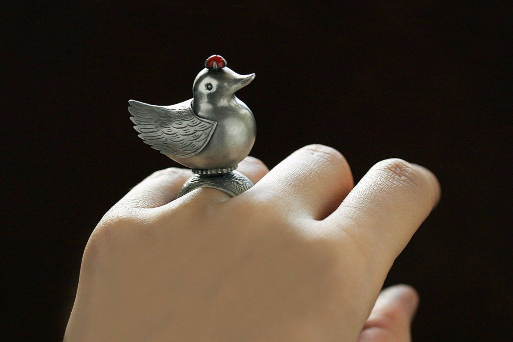 Coral Crown Top Bird Ring