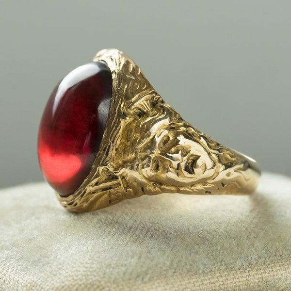 Art Nouveau Garnet Cabochon Ring