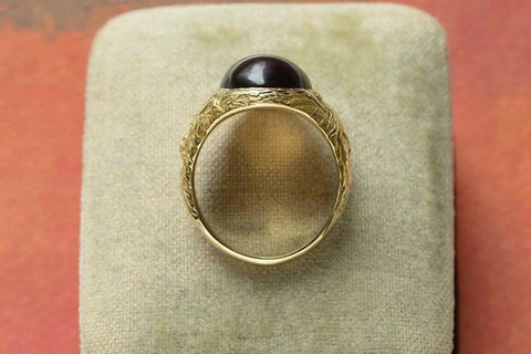 Art Nouveau Garnet Cabochon Ring