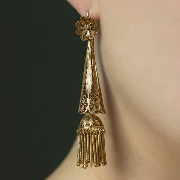 Georgian Filigree & Tassel Earrings