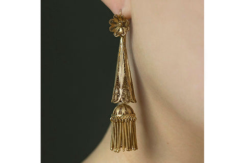 Georgian Filigree & Tassel Earrings