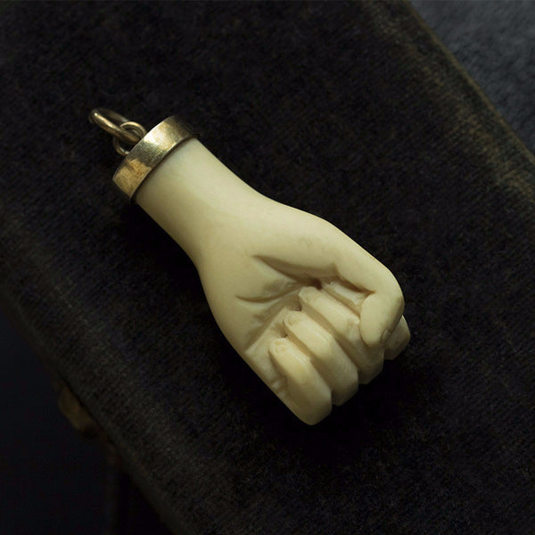 Victorian Hand Carved Clenched Fist Amulet 