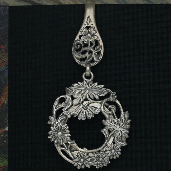 Sterling Silver Key Chain with Flowers and Leaves