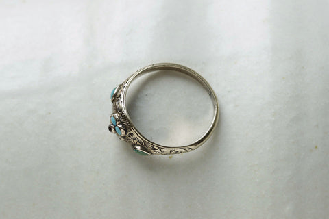 Turquoise and Pearl Forget Me Not Ring