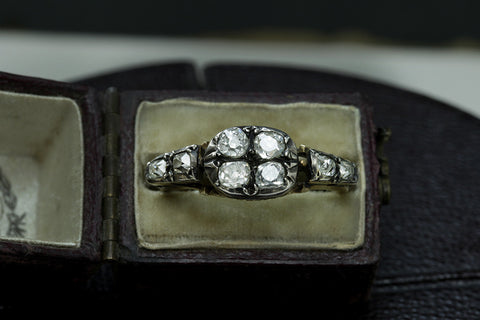 Georgian Four Diamond Top Ring