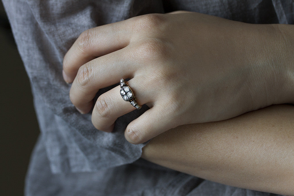 Georgian Four Diamond Top Ring