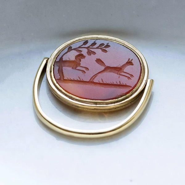 Victorian 'Dog & Fox' Intaglio Seal Ring