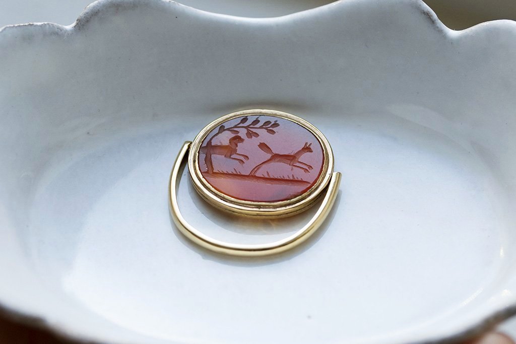 Victorian 'Dog & Fox' Intaglio Seal Ring