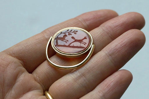 Victorian 'Dog & Fox' Intaglio Seal Ring